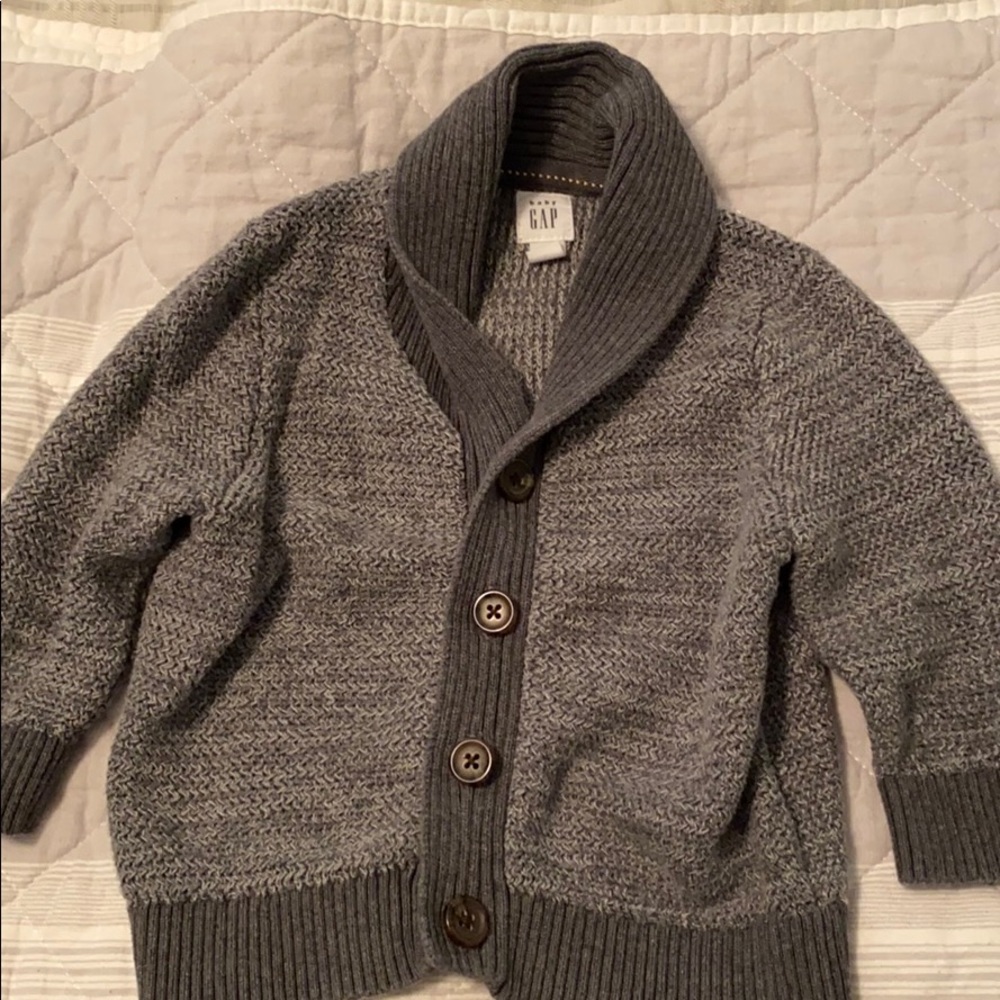 Gray 2-tone baby gap cardigan, size 12-18 months